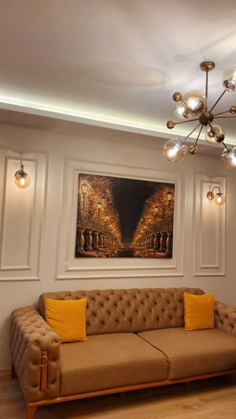 Sofa Back Wall Design Living Rooms, Wall Moulding Ideas Living Room, Drawing Room Wall Design, Wall Molding Living Room, Molding Wall, Luxury Sofa Living Room, Living Room Wall Designs, Wall Moulding, House Wall Design