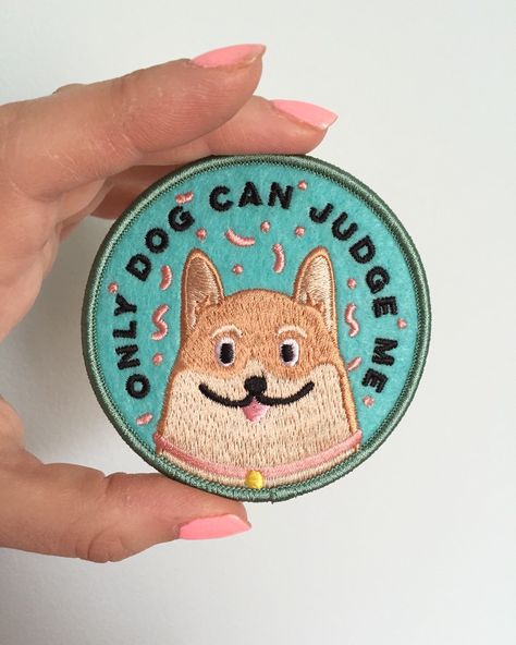 Embroidered Felt Patch, Funny Corgi, Felt Patch, Dog Patch, Corgi Funny, Cute Patches, Cool Patches, Brown Paper Bag, Patches And Pins