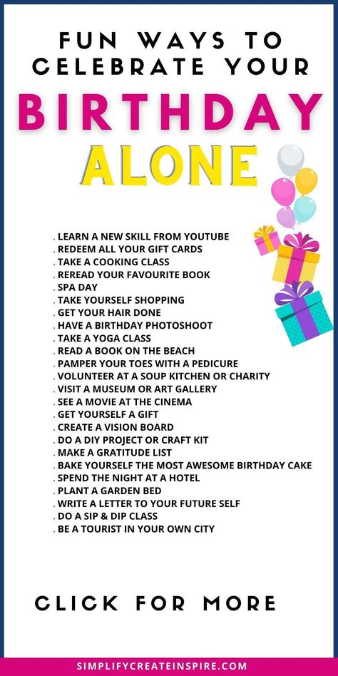 Fun things to do on your birthday. Birthday celebration ideas. Things to do on birthday. What to do on your birthday. Solo birthday activities. Birthday ideas with friends. Things To Do With Friends On Birthday, Birthday Month Celebration Ideas, Birthday Solo Date Ideas, What To Do On Birthday Alone, Birthday Self Care Ideas, Birthday Celebration Ideas With Friends, Birthday Content Idea, Solo Birthday Celebration Ideas, Things To Do On Your Birthday With Friends