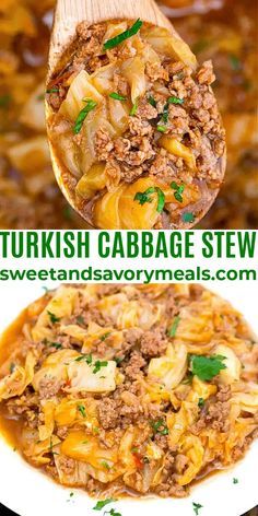 Turkish Cabbage Stew - Sweet and Savory Meals Turkish Cabbage, Cabbage Stew, Middle East Recipes, Savory Meals, Eastern Cuisine, Cabbage Recipes, Mediterranean Diet Recipes, Middle Eastern Recipes, Sweet And Savory