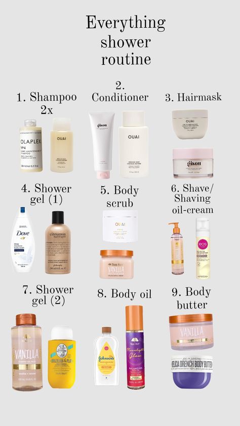 everything shower routine 🚿 #everythingshower #routine #ouai #olaplex #treehut #soldejaneiro #gisou Create A Shower Routine, Best Shower Routine Products, Shower Routine Ideas, Truly Beauty Shower Routine, Step By Step Shower Routine, Floral Shower Routine, Everything Shower Routine In Order, Self Care Essentials Products, Shave Routine Down There