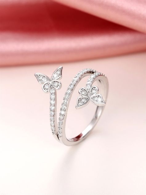 Real Rings For Women, Pretty Jewellery Rings, Butterfly Rings Jewelry, Pretty Rings Silver, Trending Rings, Cute Promise Rings, Butterfly Rings, Hand Jewelry Rings, Silver Rings For Women