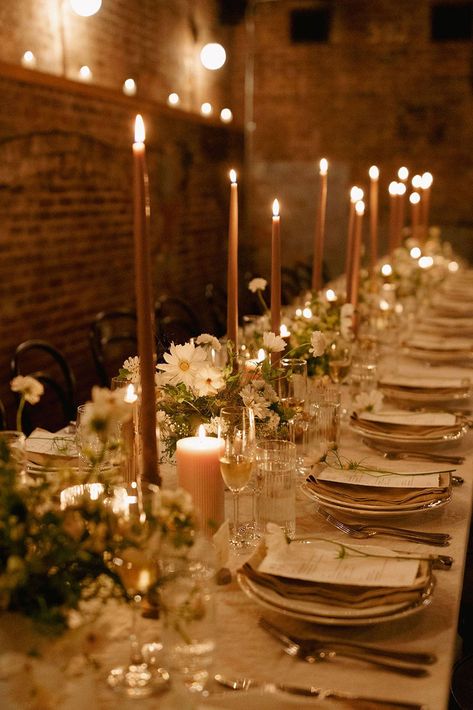 Long Wedding Table Decor, Candle Table Setting, Wedding Table Scape, Long Table Wedding, Wedding Candles Table, Candlelit Wedding, Candle Lit Wedding, Summer Wedding Reception, Engagement Dinner