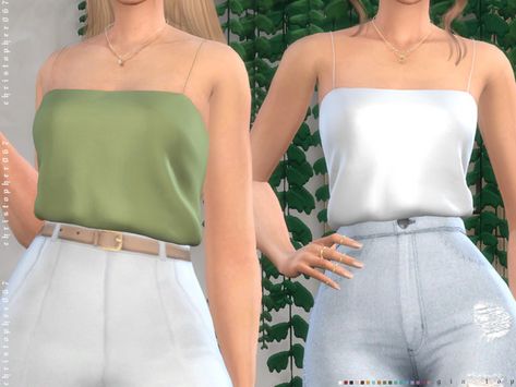 Sims 4 Tsr, The Sims 4 Packs, Sims 4 Game Mods, Satin Tank Top, Sims 4 Teen, Sims 4 Dresses, Sims Four, Sims4 Clothes, Sims 4 Cc Packs