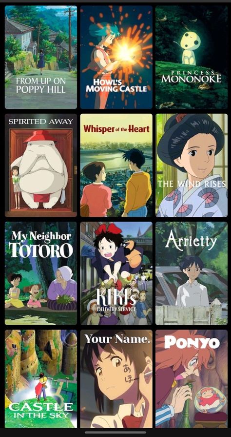 Studio Ghibli Movie List, All Studio Ghibli Movies, Good Animated Movies, Anime Sites, Anime Websites, Japanese Animated Movies, Anime Suggestions, Ghibli Artwork, Good Anime To Watch