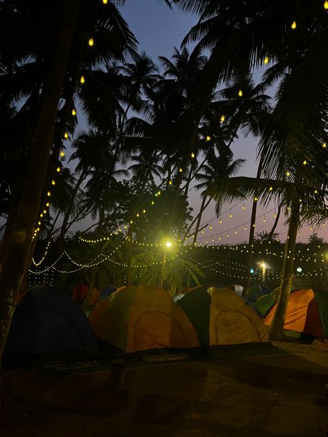 Sunset at tent camping site camp Aesthetic At Night, Tent Aesthetic, Camping Site, Youth Camp, Night Shot, Body Smells, Tent Camping, Travel Dreams, At Night