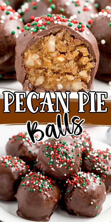 Pecan Pie Balls, Pie Balls, Traditional Holiday Desserts, Candy Balls, Christmas Baking Recipes, Candy Recipes Homemade, Christmas Candy Recipes, Pecan Recipes, Truffle Recipe