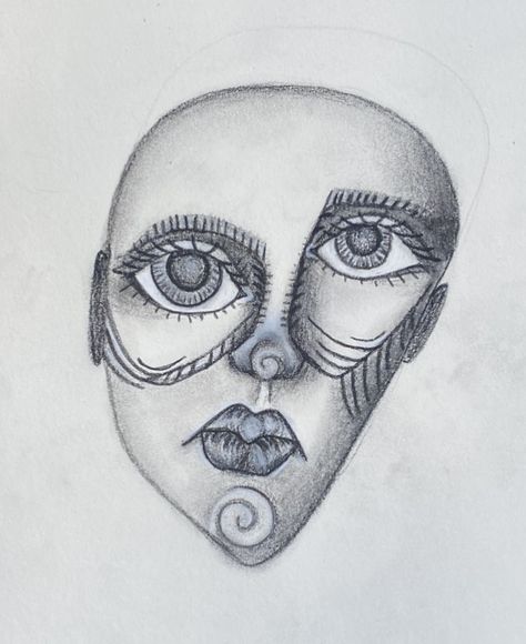 geometric abstract asymmetrical girl face , charcoal on paper Asymmetrical Face, Abstract Face, Abstract Faces, Flash Art, Geometric Abstract, Face Drawing, Girl Face, Tattoo Drawings, Drawing Inspiration