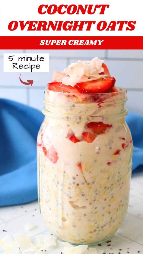 These overnight oats with coconut milk are made with just a few simple ingredients and can be prepped in five minutes for a creamy, nutritious breakfast the next morning. They’re versatile, so top them with fresh fruit, almond butter, or your favorite add-ins—perfect for meal prep and busy weeks! Overnight Oats With Coconut Milk, Canned Coconut Milk Recipes, Overnight Oats Coconut Milk, Coconut Milk Overnight Oats, Overnight Oats With Fruit, Breakfast Ideas Easy Quick, Overnight Oats With Coconut, Creamy Overnight Oats, Vegan Weeknight Meals