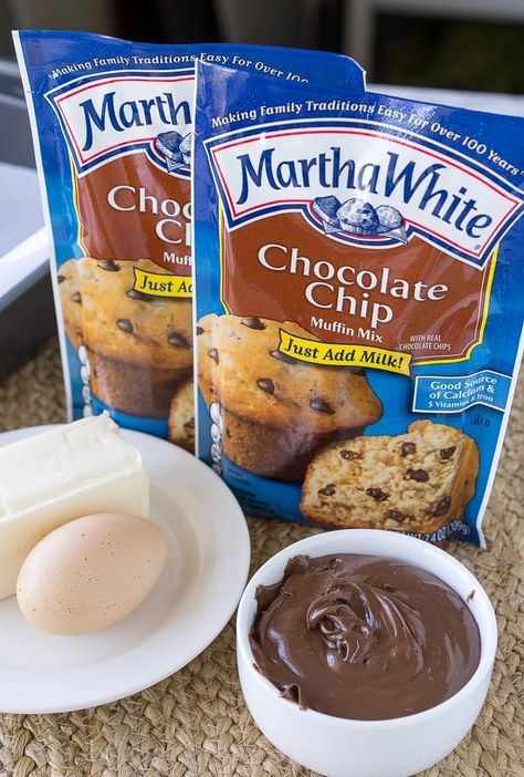 Cookies From Muffin Mix Recipes, Martha White Muffin Mix, Chocolate Chip Muffin Mix, Muffin Mix Recipe, Choc Muffins, Chocolate Snack Cake, Choc Chip Muffins, Cake Mix Muffins, Chocolate Chip Muffin