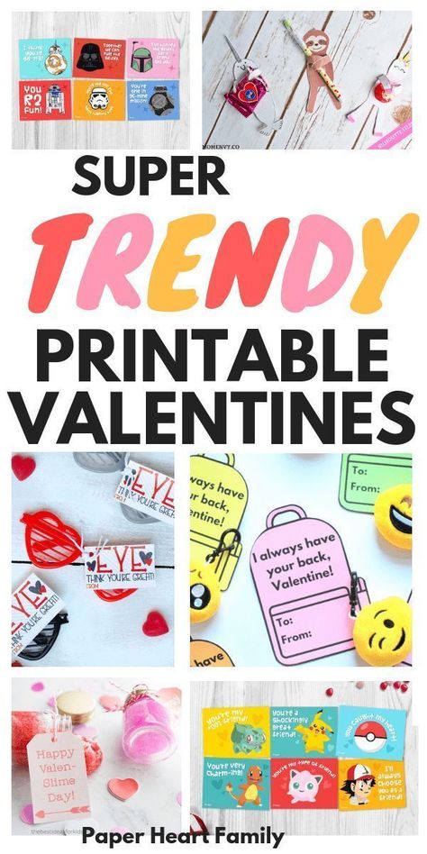 Candy free valentines for kids- Cute Valentine cards for kids to take into their classroom. Both boys and girls will love these trendy, popular printable valentine cards featuring popular trends of 2019. Lots of creative, simple kid valentines. Valentines Day Sayings, Candy Free Valentines, Free Printable Valentines Cards, Pokemon Valentine, Valentines Idea, Saint Valentin Diy, Kids Holidays, School Valentines, Printable School