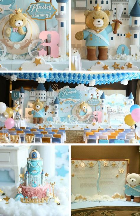 Teddy Bear Birthday Inspirations - Birthday Party Ideas & Themes Decoration Teddy Bear Party Ideas, Teddy Bear Party Backdrop, Tedy Birthday Party, Teddy Bear Birthday Backdrop, Bear Party Decorations, Blue Teddy Bear Birthday Theme, Bear Birthday Party Ideas, Teddy Bear Birthday Theme, Bear Themed Party