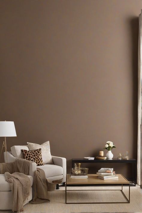 Espresso wall paint, living room decor, neutral tones, cozy space Brown Painted Walls Living Room, Brown Wall Aesthetic, Brown Furniture Aesthetic, Living Room Paint Color Ideas 2024, Brown Paint Bedroom, Light Brown Wall Paint, Brown Accent Wall Living Room, Brown Living Room Walls, Beige Color Wall