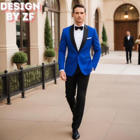 Royal Blue And Silver Suit Men, Black And Royal Blue Wedding, Royal Blue Tux, Blue Tux, Suit Groom, Royal Blue Suit, Blue Suit Men, Blue Suit Wedding, Formal Fashion