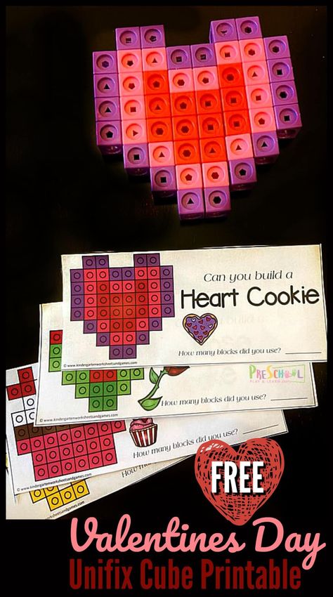 FREE pritnable unifix cube printable for fun, hands on Valentines Day Math with Snap Cubes! Great promblem solving math activity for kindergartners! #kindergartenmath #prekmath #valentinesday #valentinesdaymath #prek #1stgrade Valentines Day Science, Snap Cubes Activities, Valentines Day Math, Valentine Math Activities, Valentines Day Activity, Snap Cube, Cubes Math, Preschool Valentine's, Kindergarten February