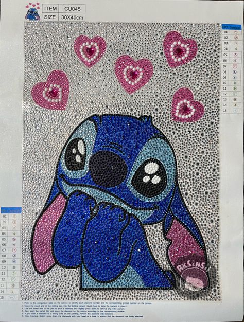 Diy Art Crafts, Cartoon Stitch, Diamond Picture, Toddler Arts And Crafts, Mosaic Pictures, Diy Rhinestone, Gems Art, Rhinestone Art, Love Stitch