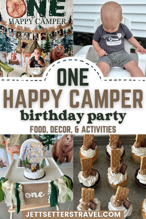 one happy camper first birthday Camper Birthday Party Ideas, One Happy Camper Birthday Party, Camper Birthday Party, One Happy Camper Birthday, Happy Camper Birthday Party, 1st Birthday Boy Themes, Camping Theme Birthday Party, Camping Theme Birthday, Unique Birthday Party