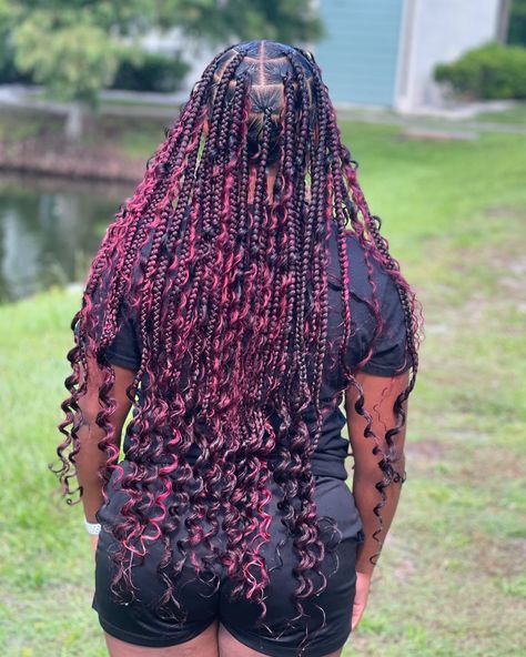 Get into these Ombre ❤️🔥💋 Extended Large Knotless + Boho. Click the link ⬆️ Colors: 99J/425/530 . . . #jaxbraider #jaxbraids #duvalbraider #jacksonvillebraids #904braids #knotlessbraids #bohoknotlessbraids #largeknotlessboxbraids Large Knotless, 4 Braids, Boho Braids, Boho Hairstyles, Box Braids, Click The Link, Cute Hairstyles, Natural Hair, Natural Hair Styles