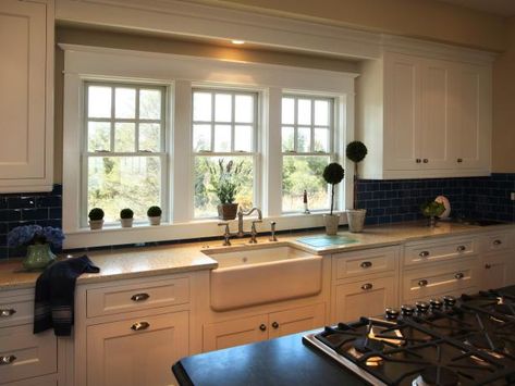 Big Kitchen Window, Window Above Sink, Above Kitchen Sink, Kitchen Sink Window, Kitchen Window Design, Decorating Above Kitchen Cabinets, Above Sink, Above Kitchen Cabinets, Craftsman Kitchen