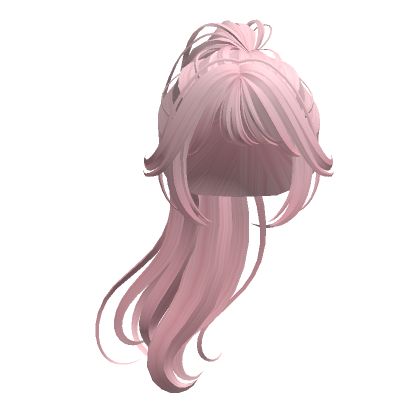 Long Ponytail(Pink) Ponytails Drawing Reference, High Ponytail Drawing Front View, How To Draw A High Ponytail, Ponytail Drawing Reference Front View, Ponytail Character Design, Ponytail Reference Drawing, Ponytail Drawing Front View, High Ponytail Drawing, Ponytail Front View