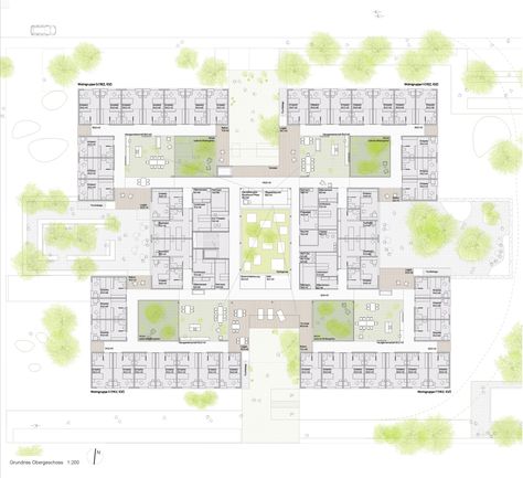 Gallery of Peter Rosegger Nursing Home / Dietger Wissounig Architekten - 22 School Floor Plan, Hospital Design Architecture, Hospital Plans, Hospital Architecture, Healthcare Architecture, Home Design Floor Plans, Elderly Home, Hospital Design, Tableau Design