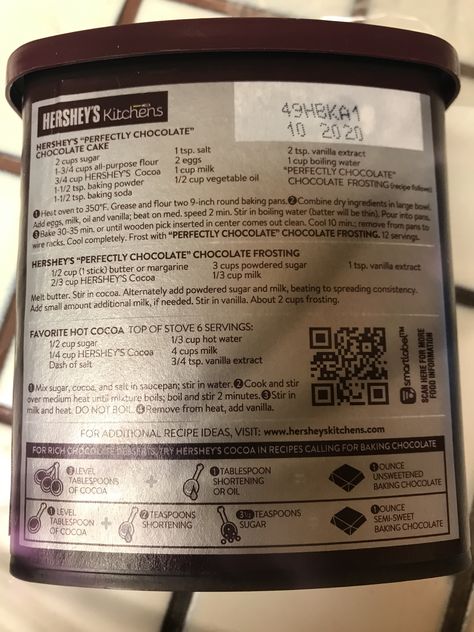 Chocolate cake recipe is from the back of the Hershey’s Cocoa container. Hershey’s Perfectly Chocolate Cake, Hershey's Chocolate Cake Recipe, Back Of The Box Hersheys Chocolate Cake, Hersheys Cocoa Frosting Recipe, Hershey’s Chocolate Cake Recipe, Hershey Chocolate Frosting, Hersheys Frosting Recipe, Hershey's Chocolate Cake, Hershey Chocolate Cake Recipe