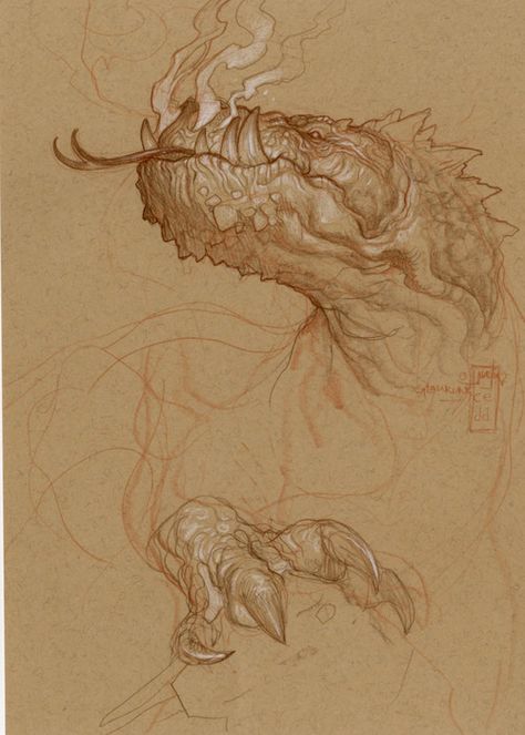 Justin Gerard, Dragon Sketch, Dragon Drawing, Monster Design, Creature Concept Art, Fantasy Dragon, Dragon Design, Creature Concept, A Dragon