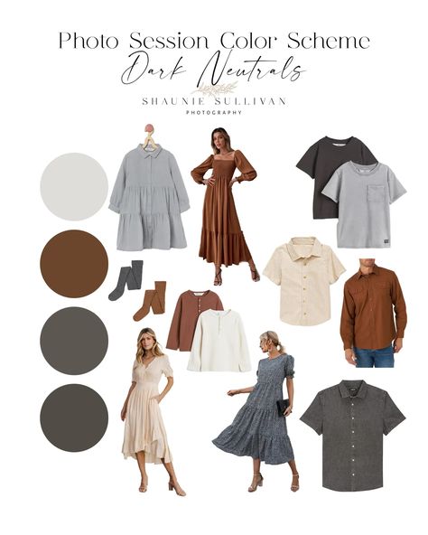 Gray Dress Family Pictures, Neutral Color Palette Family Photos Fall, Family Pictures Gray Outfits, Causal Photoshoot Outfit, Gray Color Scheme Family Photos, Natural Color Palette Family Photos, Family Fall Outfits Color Schemes, Outfit Color Palette Family Photos, Mauve Photo Outfits