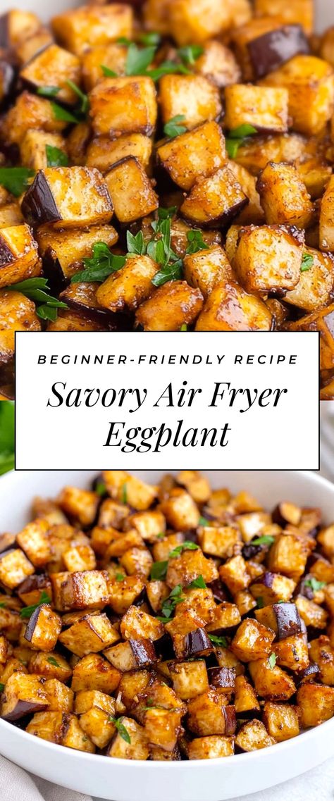 Image for Savory Air Fryer Eggplant Gf Eggplant Recipes, Vegetable Side Dishes Healthy Air Fryer, Eggplant Side Recipes, Ways To Use Eggplant, Air Fryer Recipes Healthy Vegetables, Eggplant Recipes Dinner, Cooking Eggplant Best Way To, Vegan Recipes Eggplant, Eggplant Airfryer Recipe