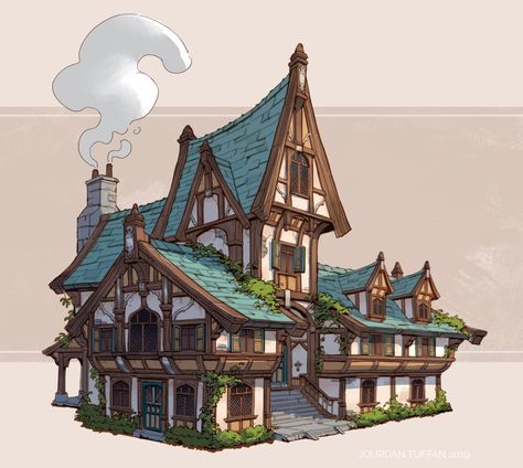 Casa Fantasy, Fantasy Town, Minecraft Medieval, Medieval Houses, Building Concept, Minecraft Architecture, Building Art, Fantasy House, Fantasy City