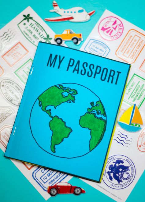 Passports For Kids, Around The World Theme, Passport Template, Aktiviti Kanak-kanak, Passport Stamps, Holidays Around The World, Learning Journey, Travel Stickers, World Crafts