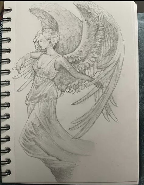 Angel Drawing Sketches, Wlw Drawing, Roman Drawings, Drawing Tiktok, Angel Sketch, Art Angel, Angel Drawing, Rennaissance Art, Pen Art Drawings