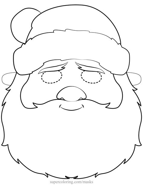 Santa Claus Mask, Mask Drawing, Coloring Sheets, No. 2, Santa Claus, Reno, Square Glass, Mask, Sculpture