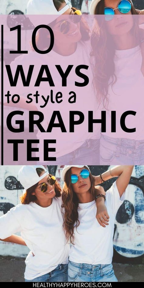 Even though tees are part of our daily wardrobe, sometimes styling a graphic tee can be a puzzle. Here's how to style a graphic tee to look great without going overboard. How To Wear A Tee Shirt, Cute Outfits With Graphic Tees, Elevated Tshirt Outfits, How To Style A Tee Shirt, Style A Tshirt Outfit, How To Wear A Tshirt Cute, Styling A T Shirt, Styling Graphic Tees Outfits, Ways To Wear A Tshirt