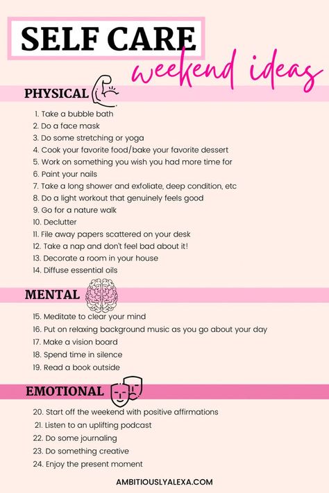 Self Care Weekend, Self Care Checklist, Weekend Ideas, Weekend Quotes, Journal Books, Self Care Bullet Journal, Mental Wellbeing, Self Care Activities, Mental And Emotional Health