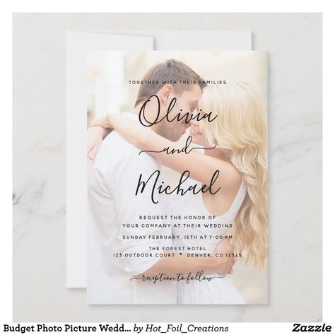 Picture Wedding Invitations, Picture Invitations, Typography Invitation, Summer Wedding Photos, Wedding Invitations With Pictures, Minimalist Invitation, Wedding Invitation Size, Budget Wedding Invitations, Summer Wedding Invitations