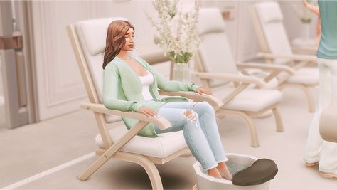 aesthetic Sims 4 Massage Chair, Functional Nail Salon Sims 4, Sims 4 Hair Salon Chair Cc, Sims Yoga Cc, Sims 4 Pedicure Cc, Sims 4 Nail Salon Build, Sims 4 Nail Salon, Sims 4 Spa Cc, Sims 4 Free Mods