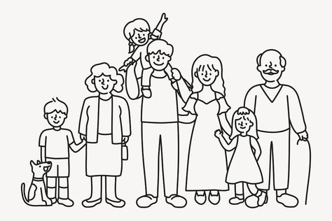 Extended family doodle clipart, character illustration vector | free image by rawpixel.com / Techi Family Doodle Art, Grandpa Drawing, Doodle Family, Family Doodle, Line Drawing Family, Family Drawing Illustration, Character Illustration Vector, Line Drawing Images, Mom Characters