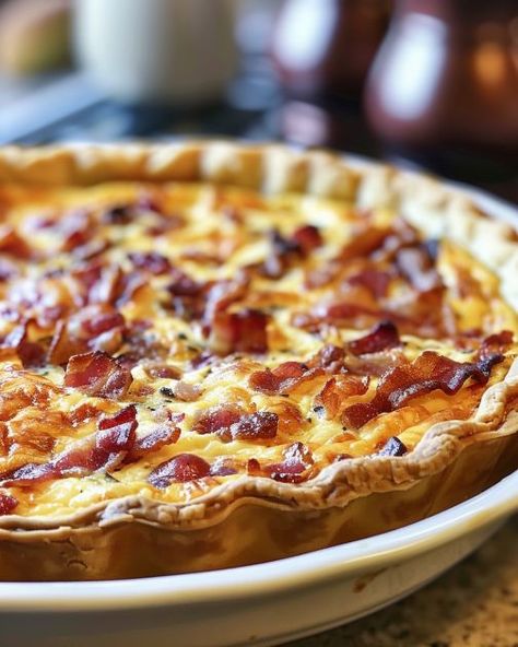 Back in the day, this was my absolute favorite. I’d always nag my mom to whip it up. Bacon Swiss Quiche, Swiss Quiche, Walnut Tart, Bacon And Cheese Quiche, Cheese Quiche Recipe, Best Chicken Wing Recipe, Quiche Lorraine Recipe, Bacon Quiche, Baked Egg