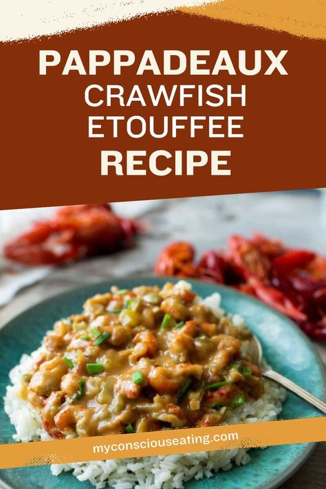 a small plate with Pappadaux Crawfish Etouffee Crawfish Etoufee Recipe, Pappadeaux Recipe, Crawfish Etouffee Recipe, Crawfish Dishes, Etouffee Recipe, Crawfish Recipes, Seafood Dish Recipes, Crawfish Etouffee, New Orleans Recipes