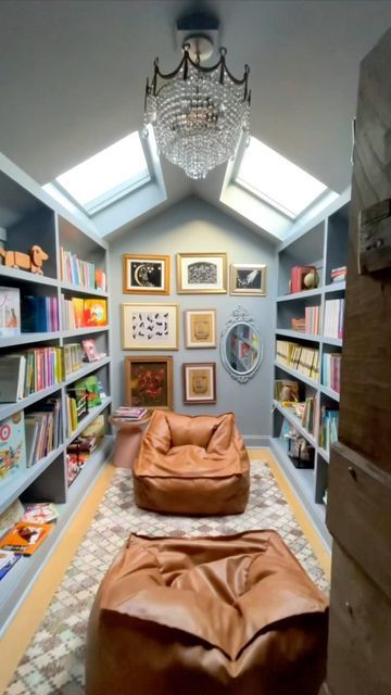 elsie larson on Instagram: "Before & After! Our Narnia door library was formerly a two story entryway (sometimes called the “lawyer foyer” lol) it wasn’t cozy or useful to us so we closed it in and added this extra room. Collecting books was by far my favorite part of the process & the gift that keeps on giving. #renovation #homelibrary" Narnia Door, Two Story Entryway, Attic Room Ideas, Hidden Library, Reading Corner Kids, Reading Nook Kids, Elsie Larson, Attic Bedroom Designs, Kids Library