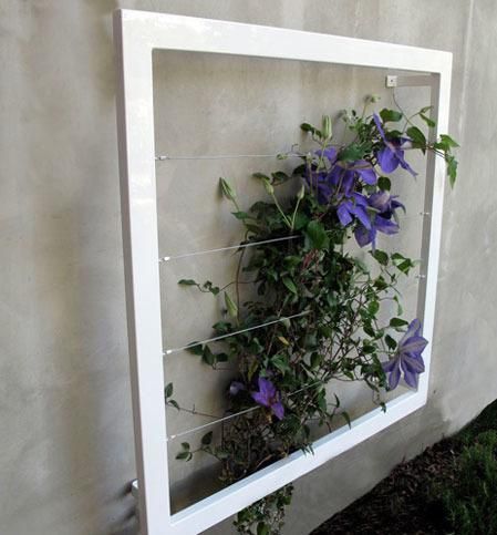 article-image Modern Garden Trellis, Ina Garden, Seed Starting Soil, Wall Trellis, Modern Trellis, Vertical Gardens, Walled Garden, Hem Design, Garden Trellis