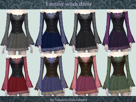 The Sims Resource - Fantasy Witch Dress - Spooky SP needed Fantasy Witch Dress, Sims 4 Cc Goth, Recital Dress, Fantasy Witch, Spooky Stuff, Witch Dress, Sims 4 Dresses, Mesh Bodycon Dress, Witch Outfit