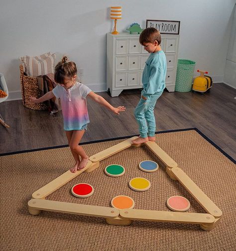 ❤️PLAY MULTIPLE WAYS - Kids can play this balance beam for kids with their imagination. Benefits for children are: Physical Development, Hand Eye Coordination, Sensory Processing, Motor Skills, Muscle Growth, Balance Control, Posture and a lot more… ❤️ EACH SET HAS 4 BEAMS WITH 5 CONNECTORS ❤️ENCOURAGES CREATIVITY ❤️TEST YOUR BALANCE - Show off your balancing skills while jumping from stone to stone and create a new obstacle playground every day. Kids Obstacle Course, Kids Gymnastics, Balance Beam, Active Play, Play Gym, Balance Board, Physical Development, Gross Motor, Gross Motor Skills