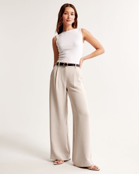 Wfh Outfits, Khaki Cargo Pants, Wide Leg Sweatpants, Women's Bottoms, Leather Pant, Wide Leg Linen Pants, High Rise Pants, Cargo Pants Women, Tailored Pants