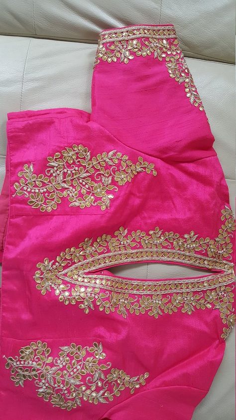 Hand embroidered Gota patti Raw Silk BlouseFREE SHIPPING | Etsy Raw Silk Blouse, Suits Punjabi, Cotton Blouse Design, Saree Blouse Neck Designs, Suit Ideas, Gotta Patti, Wedding Embroidery, Wedding Blouse Designs, Kurti Embroidery Design