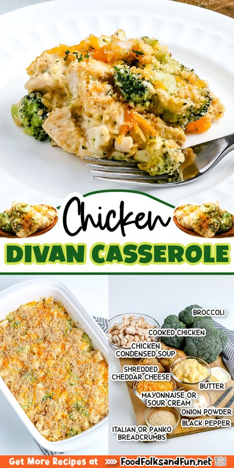 Chicken Casserole Recipes With Bread Crumbs, Chicken Divan Casserole Recipes, Chicken Divan Instant Pot, Chicken And Broccoli Divan, Easy Throw Together Dinners, Broccoli Chicken Divan Casserole, Chicken Devine Recipe, Chicken And Broccoli Recipes Healthy, Chicken Broccoli Casserole Easy