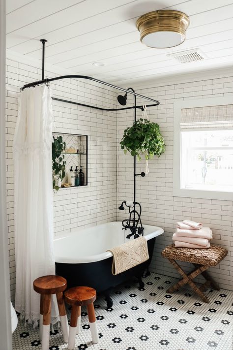 Master Bathroom Reveal with Claw Foot Tub Clawfoot Tub Bathroom, Cape Cod Home, Nesting With Grace, Vintage Tub, White Claw, Wood Vanity, Clawfoot Tub, Vintage Eclectic, House Bathroom