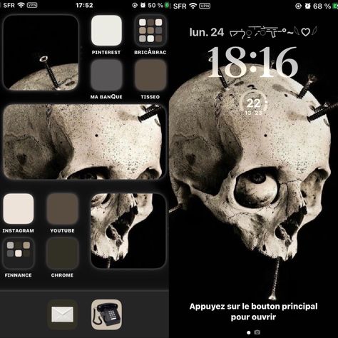 #goth #fashion #dark #fairycore #skull #fall #witch #witchcraft #homescreen #widget #diy #foryoupage Phone Widget Ideas Dark, Dark Phone Layout Ideas, Gothic Ios14 Homescreen, Goth Home Screen, Dark Theme Wallpaper Aesthetic, Dark Homescreen Ideas, Goth Phone Layout, Dark Home Screen Ideas, Dark Phone Theme