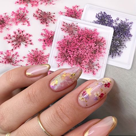 Faster shipping. Better service Dry Flower Nail Art, Floral Design Diy, Flowers Nail Art, Pressed Floral, Plant Jewelry, Pretty Nail Art Designs, Nail Art Sticker, Bride Nails, Pretty Nail Art